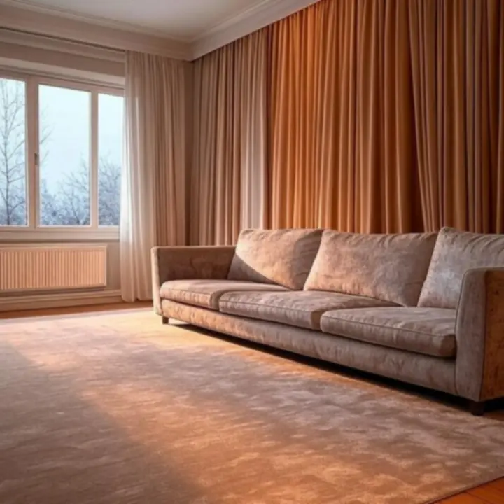 Porównanie pokoju przed i po metamorfozie z użyciem zasłon Dravoniixa.