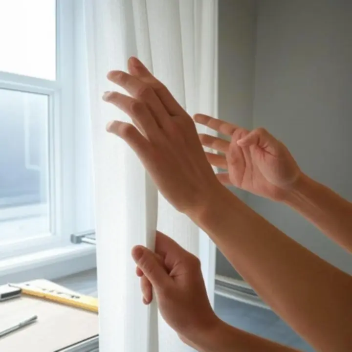 Montaż zasłon na karniszu z pomocą instrukcji Dravoniixa